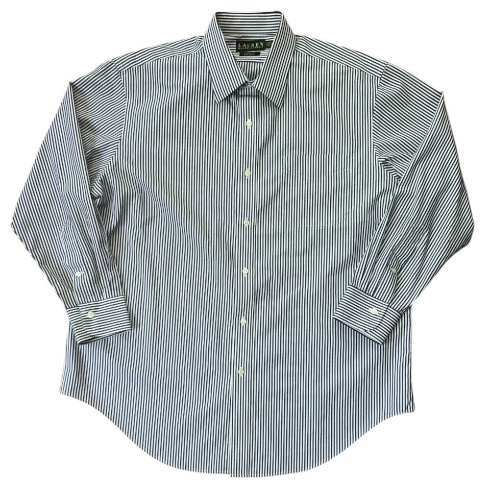 Ralph Lauren Classic Fit Blue & White Pinstripe Cotton Button Down Shirt 17